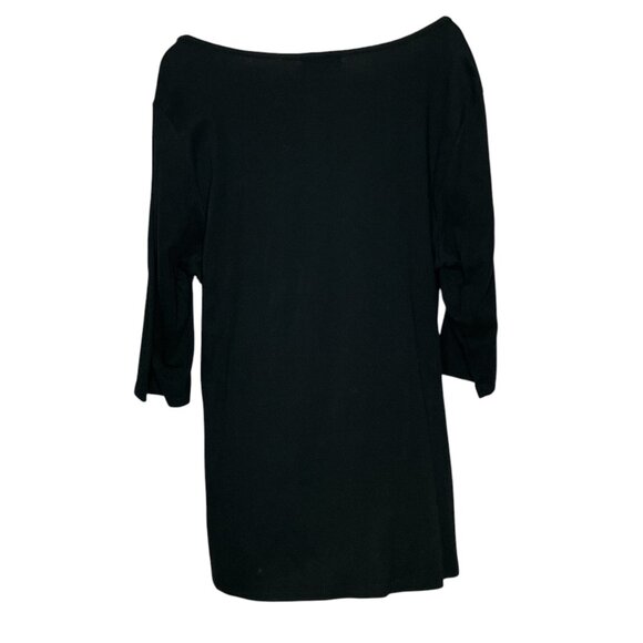 Twist Tees by Torrid 2 2X Black Lace V-Neck Shirred Middle Knit Shirt Top Plus - Picture 2 of 4